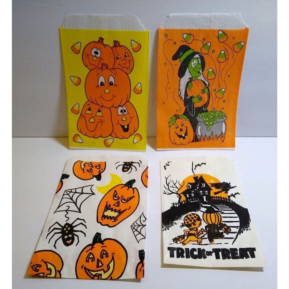 Halloween Candy Trick Or Treat Bags Pumpkins Haunted House Witch Spider Moon (4)